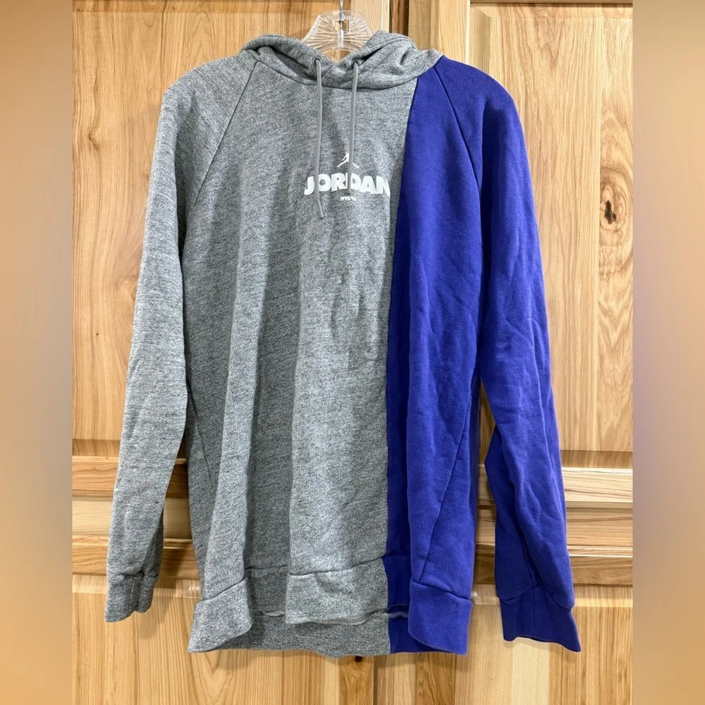 Air Jordan Vintage Purple and Gray ‘95/‘96 Stats Hoodie Sporty Cozy Athleisure
